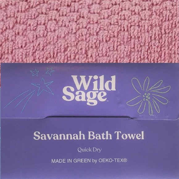 6-pc MAUVE PINK Wild Sage Savannah Quick Dry 90% Cotton Towel Set BATH HAND WASH - Picture 3 of 11